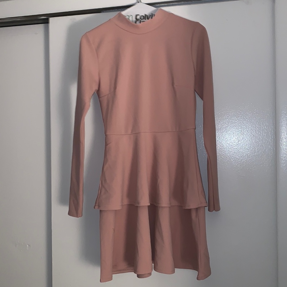 Pink/Blush long sleeve Tiered Dress